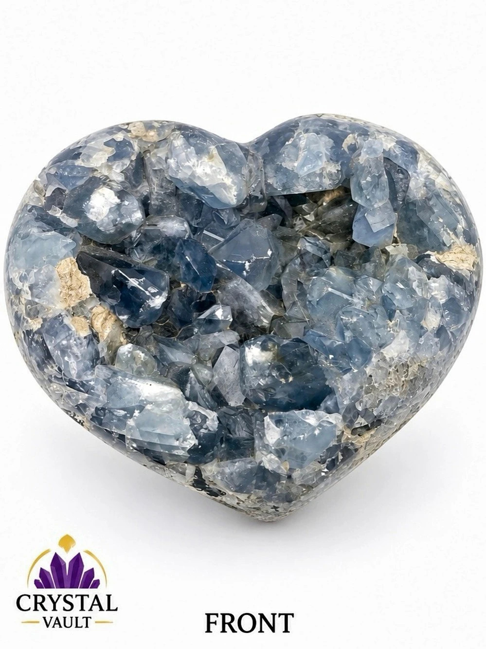 XL Celestite Crystal Geode Heart 6.5” Blue Druzy Cluster 6.5 lb